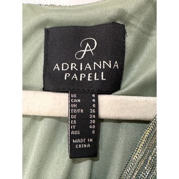 Adrianna Papell Metallic Crinkle Midi Dress Green Slate Size 4 NWT Dressy - Picture 12 of 16